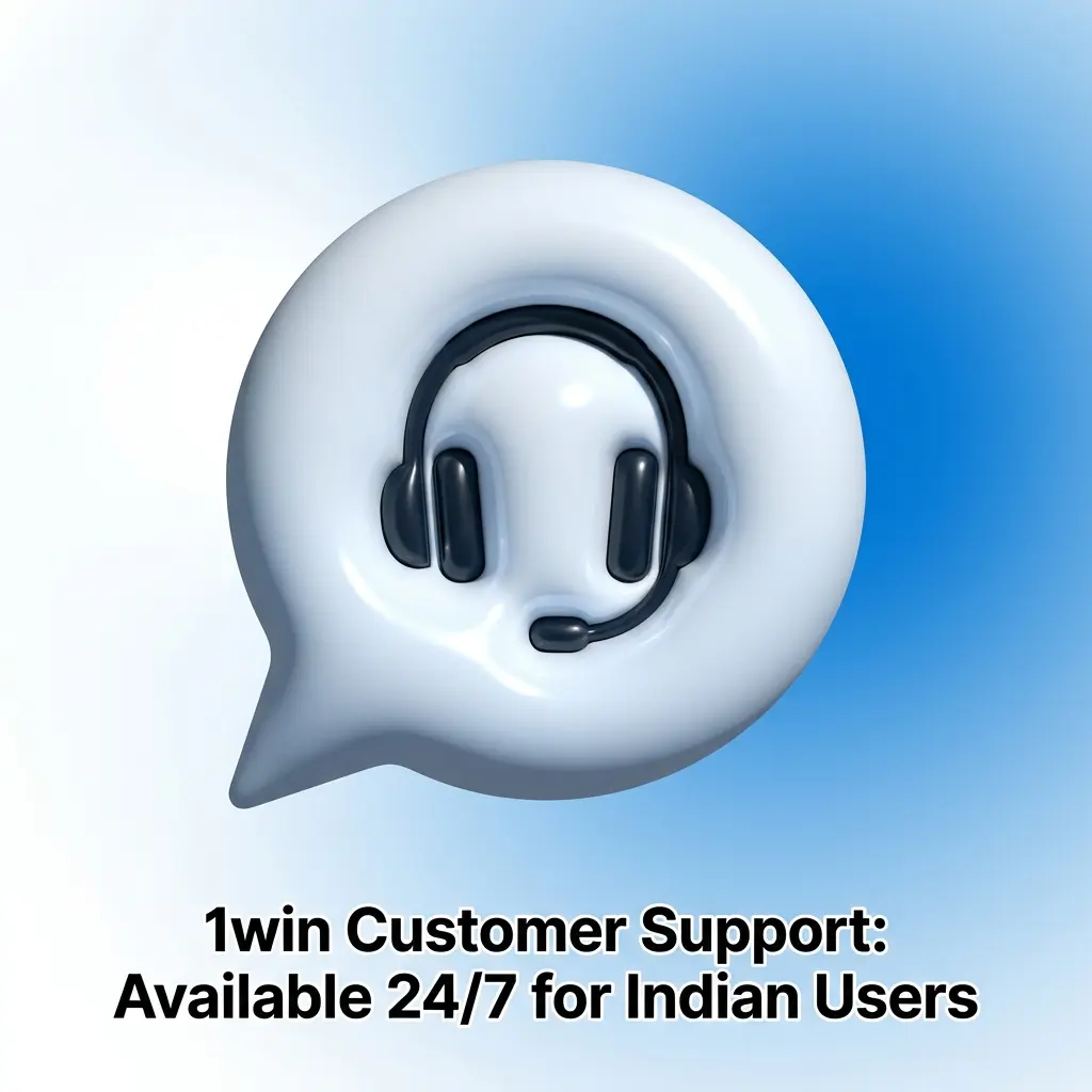 1win customer support chat interface showing 24/7 live chat, email, and Telegram contact options for Indian users
