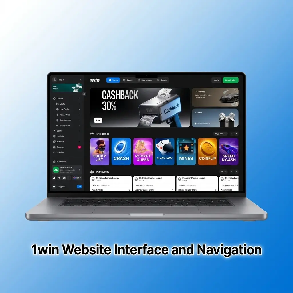 1win website interface showing top navigation bar with Sports, Casino, Live Casino, TV Games and Promotions tabs