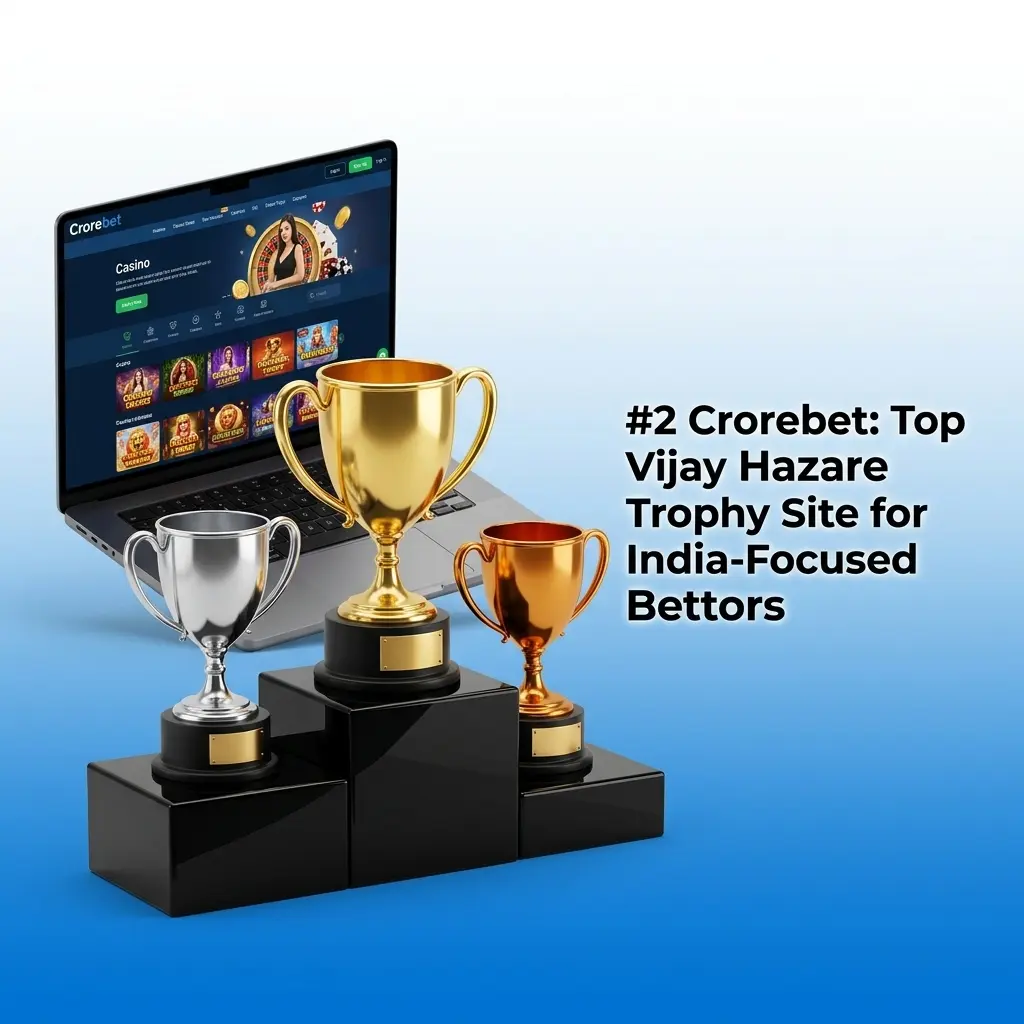 Crorebet platform showing Vijay Hazare Trophy betting markets with UPI payment options and 700% welcome bonus for Indian bettors