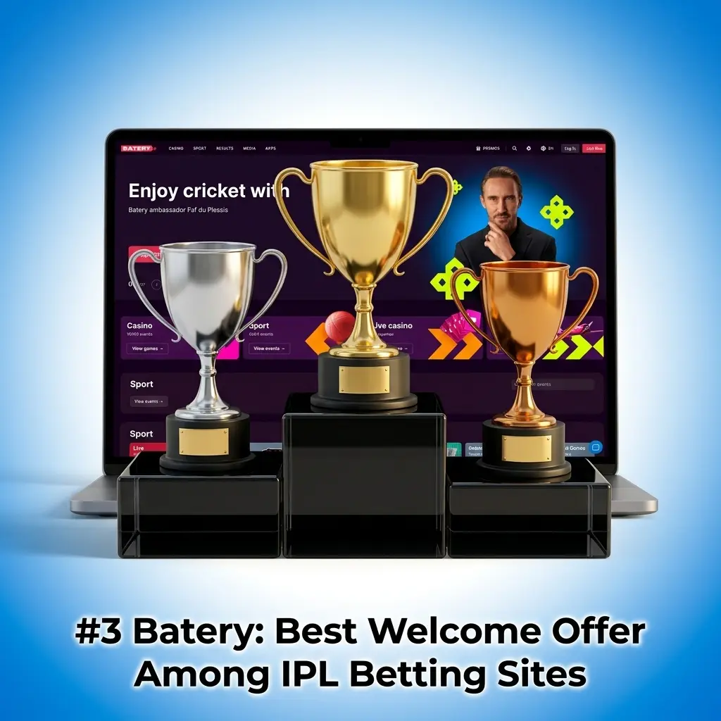Batery IPL betting site offering 500% welcome bonus up to ₹1,50,000 plus 430 free spins for India players