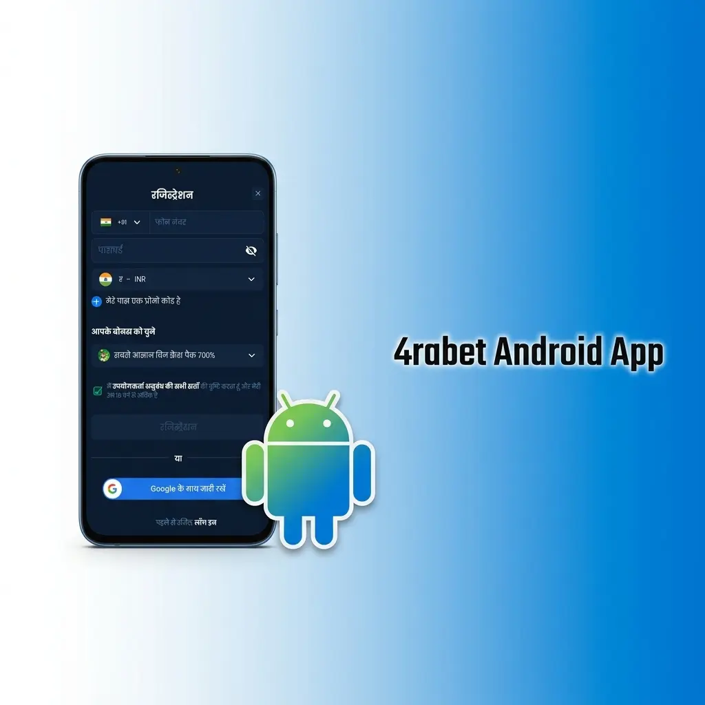 4rabet Android app download page showing APK requirements and compatible smartphones for Indian users