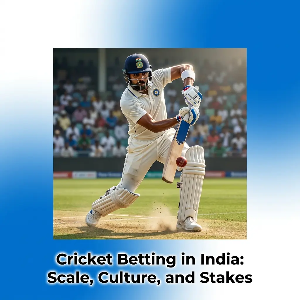 Cricket betting in India showing IPL matches, UPI payments, and BCCI calendar with global 85% betting volume share