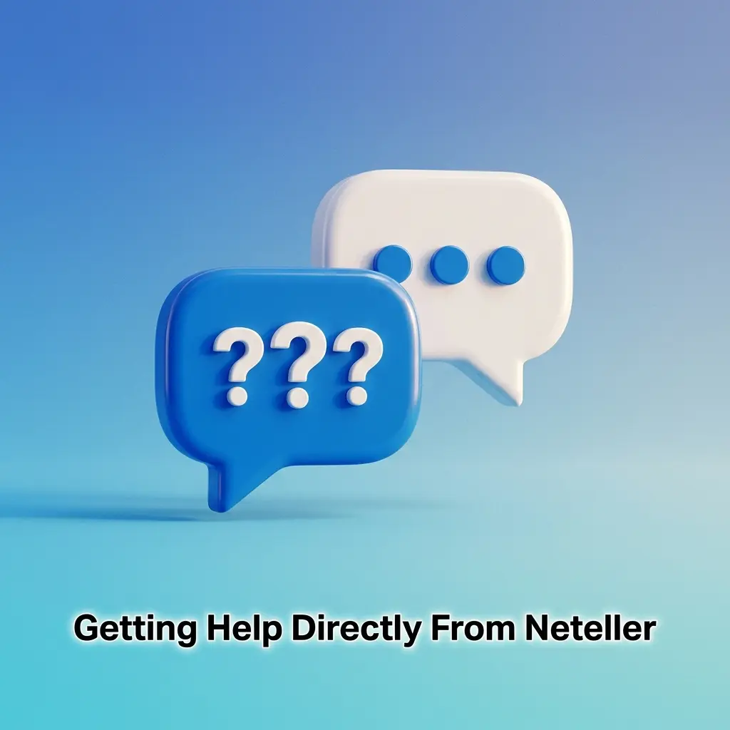 Contact options for Neteller support including email, phone hotline, in-app live chat, and social media for payment issues