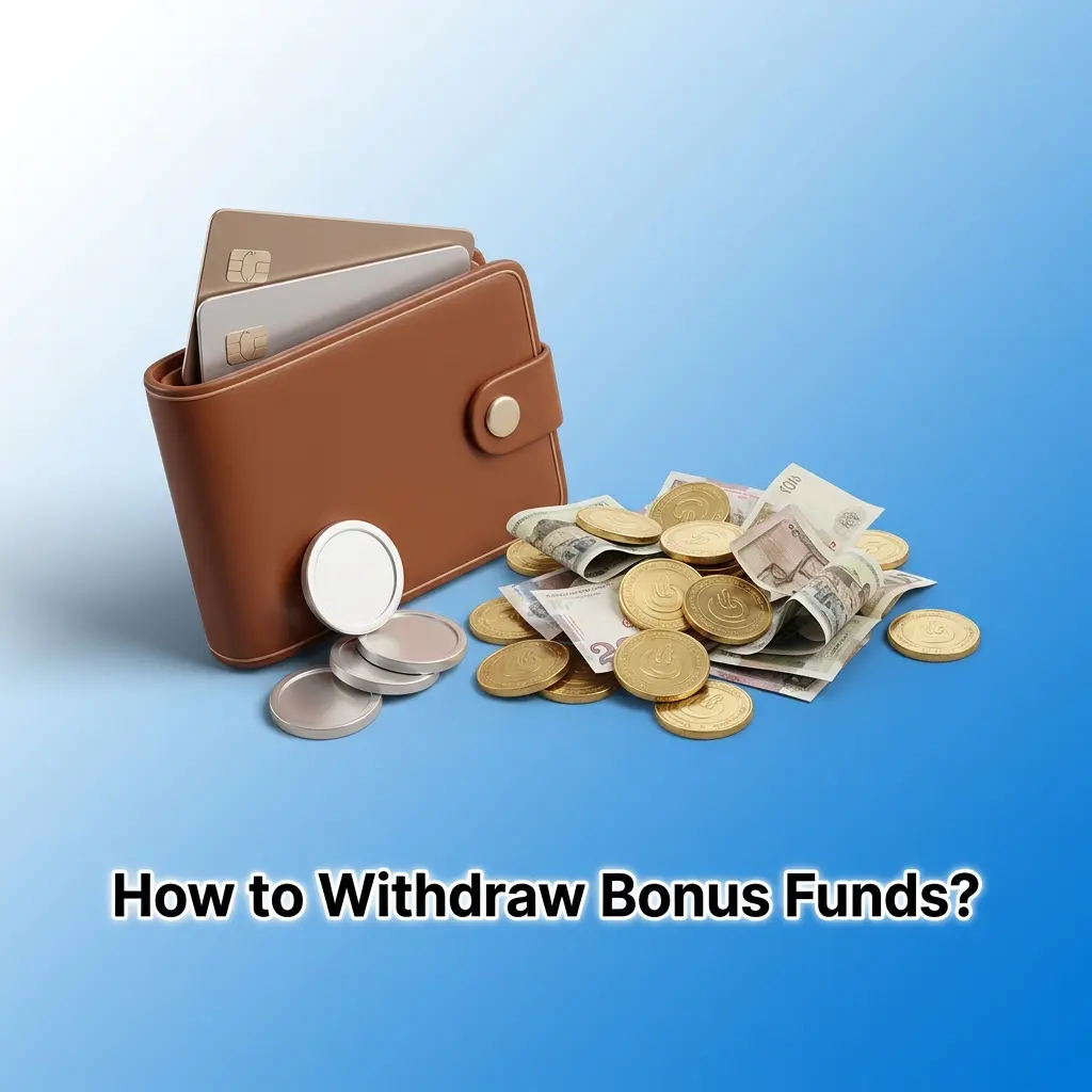 Infographic showing steps to withdraw bonus funds with wagering requirements, minimum bet size, and time limit conditions