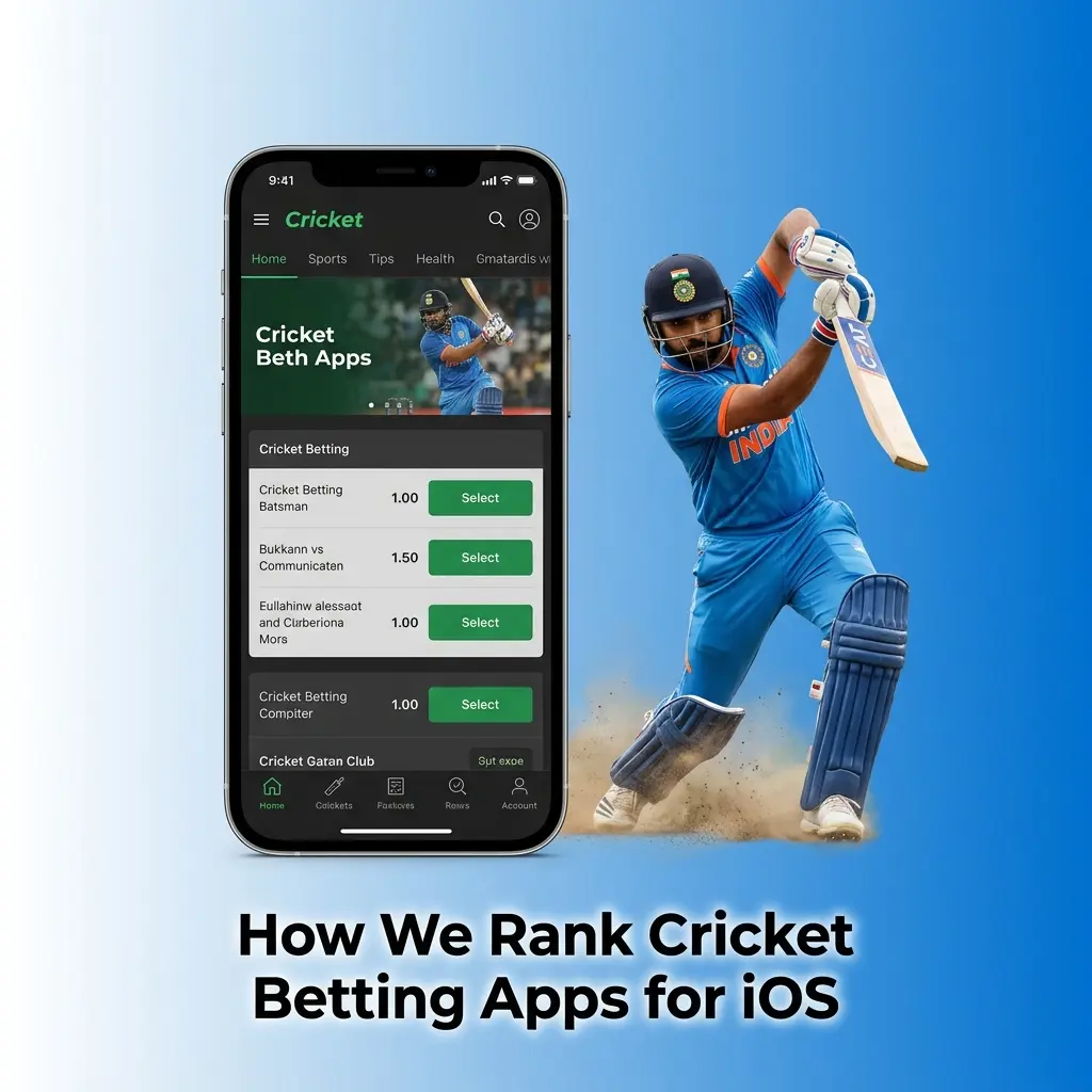 Cricket betting app ranking criteria for iOS including live streaming, UPI payments, biometric login, and IPL market depth