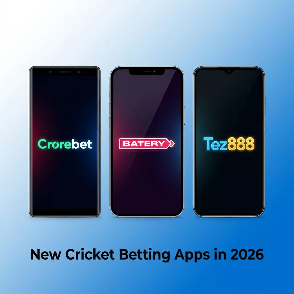 New cricket betting apps in India 2026 featuring Crorebet, Batery, and Tez888 with top welcome offers and UPI payments
