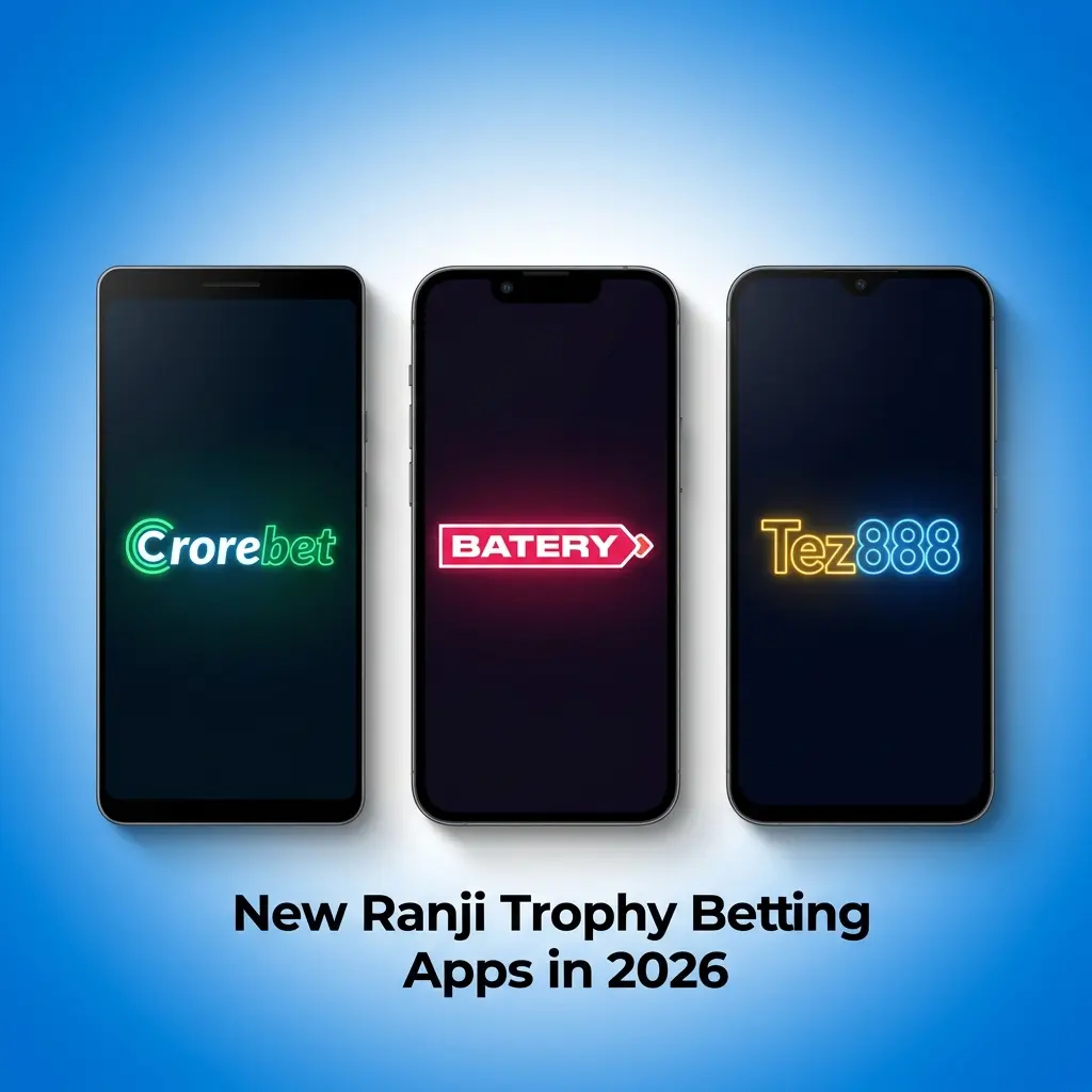 New Ranji Trophy betting apps 2026 featuring Crorebet, Batery, and Tez888 with UPI support and welcome bonuses