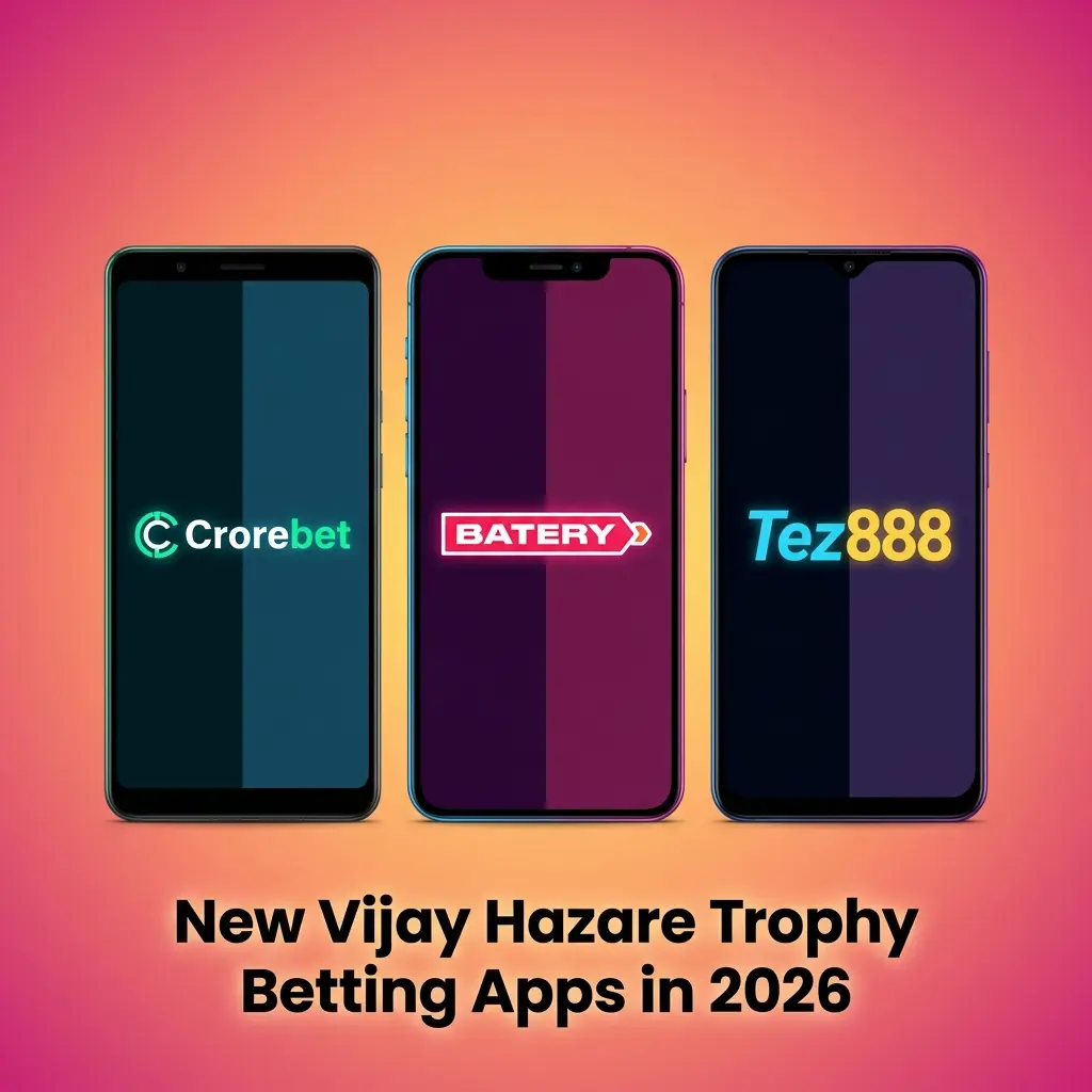 New Vijay Hazare Trophy betting apps 2026 featuring Crorebet, Batery, and Tez888 for Android cricket bettors