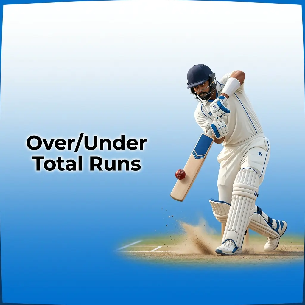 Cricket over under total runs betting market showing bookmaker run line with over and under wagering options