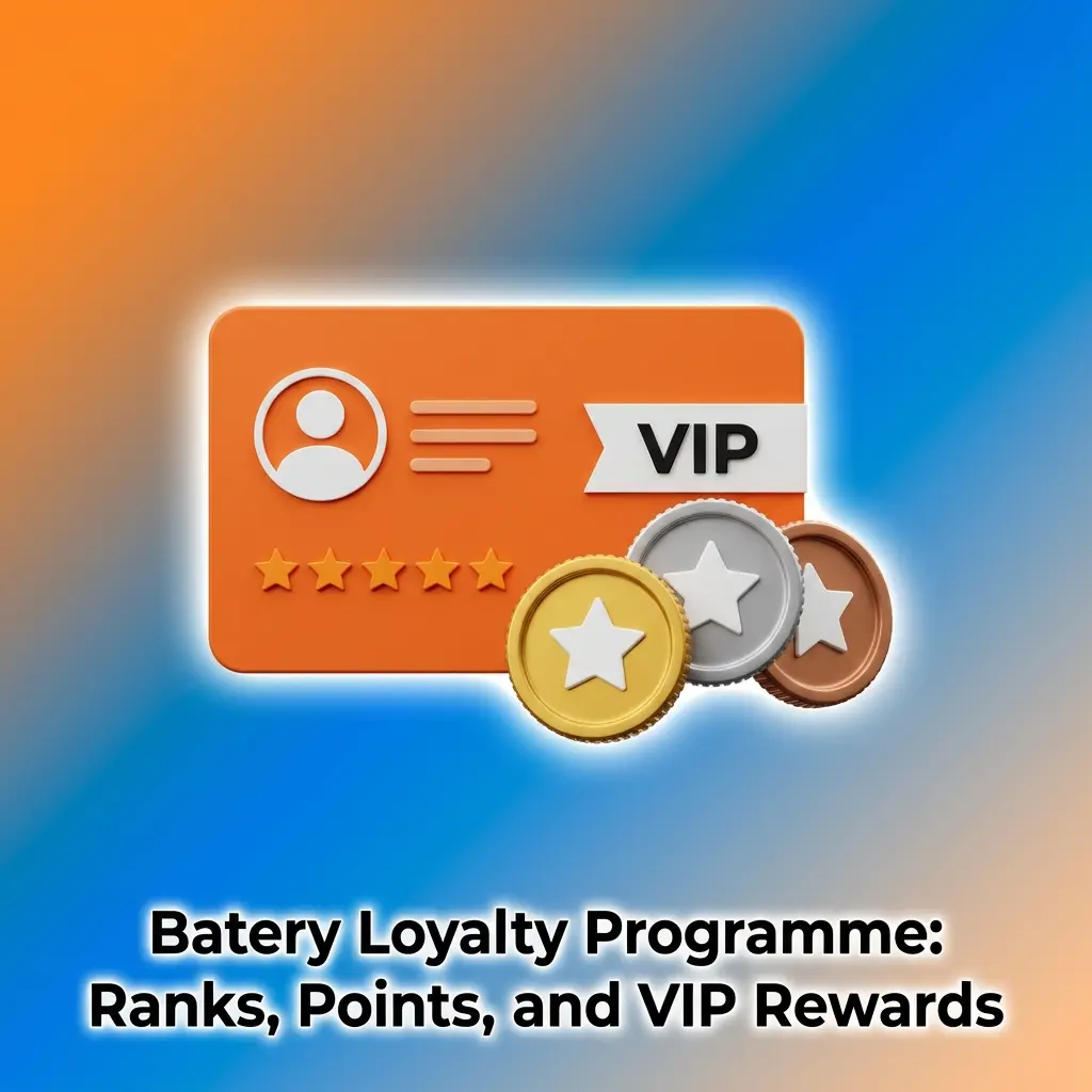 Batery loyalty programme tiers showing VIP ranks, points earning rates, and rewards for sports betting and casino players