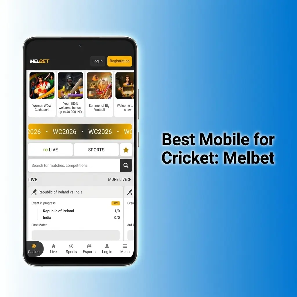 Melbet Android APK showing fast Cricket betting with live IPL odds and UPI payment support on mobile