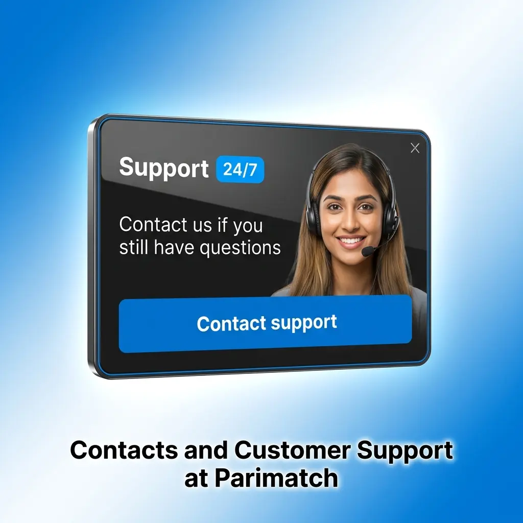 Parimatch customer support channels including live chat, email, Telegram, and FAQ for Indian users available 24/7