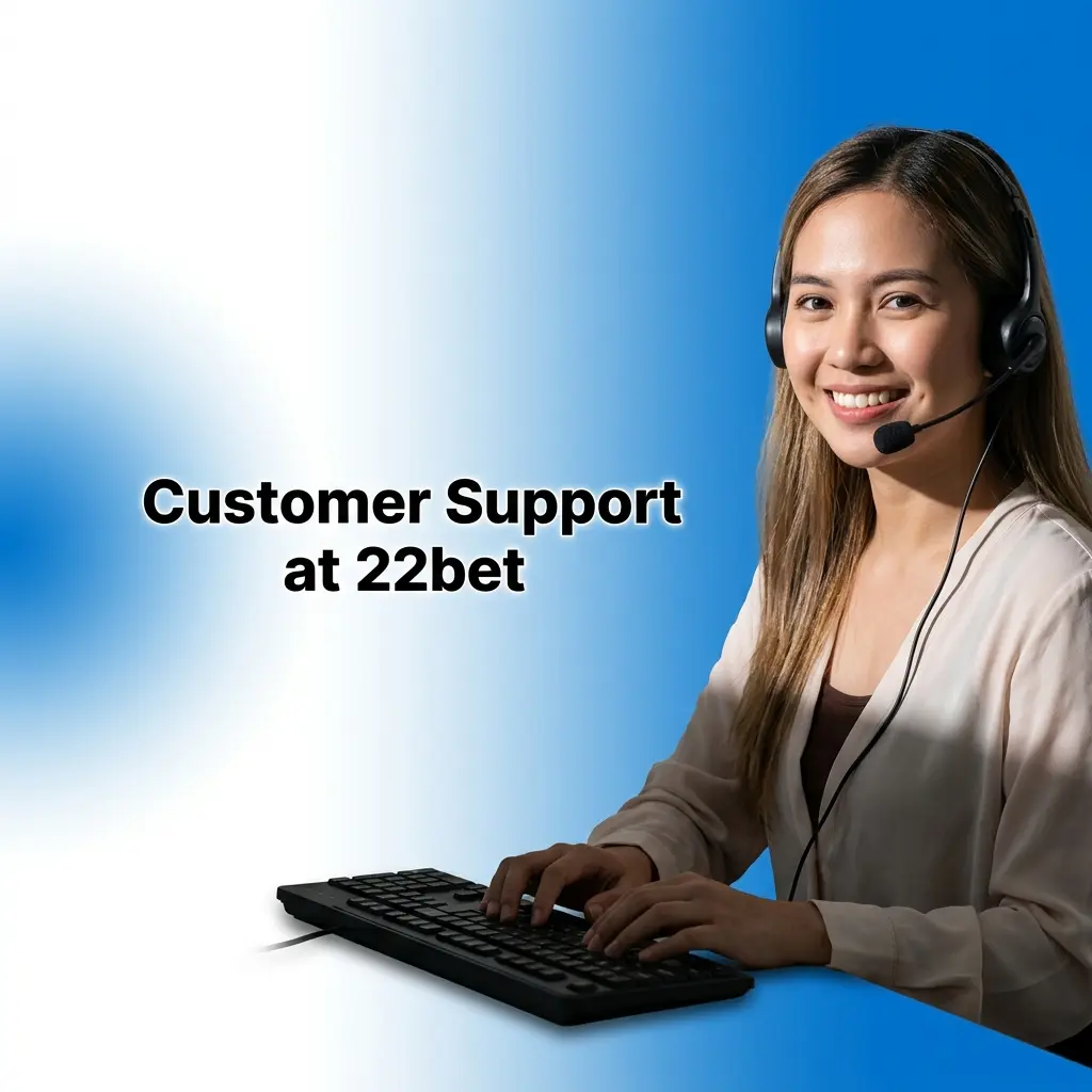 22Bet customer support options showing live chat, email, and FAQ help centre for Indian users