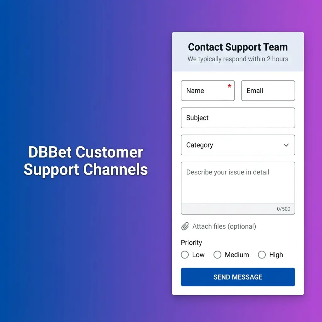 DBBet customer support channels including live chat, email, and help centre available 24/7 for India users