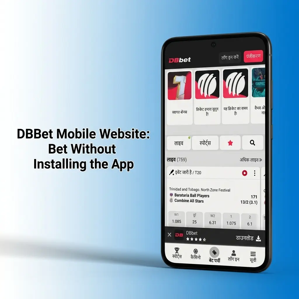 DBBet mobile website interface showing sports betting features accessible via browser without app installation on Android or iOS