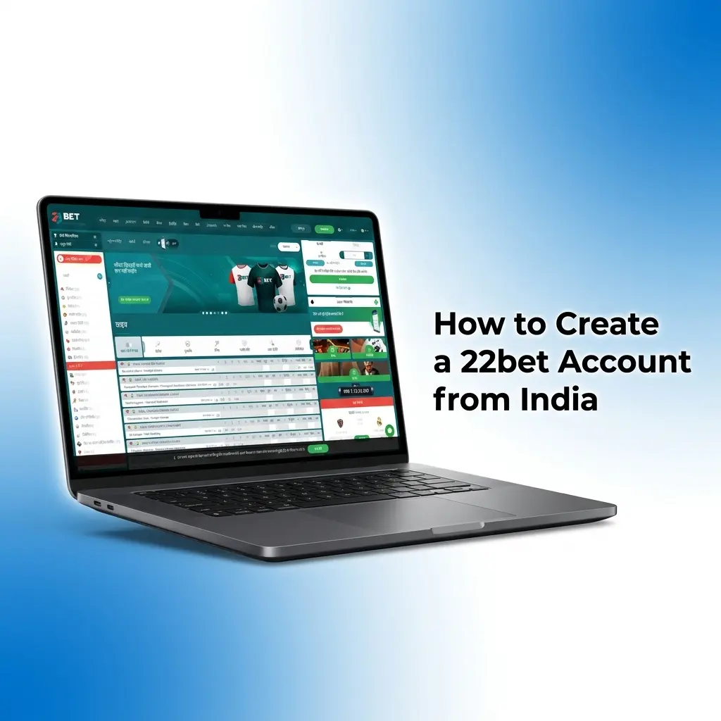 22bet account registration page for Indian users showing sign-up options including email, phone, and social media methods
