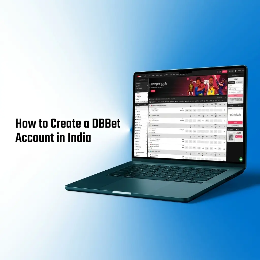 DBBet account registration form for Indian users showing email, password, and INR currency selection fields