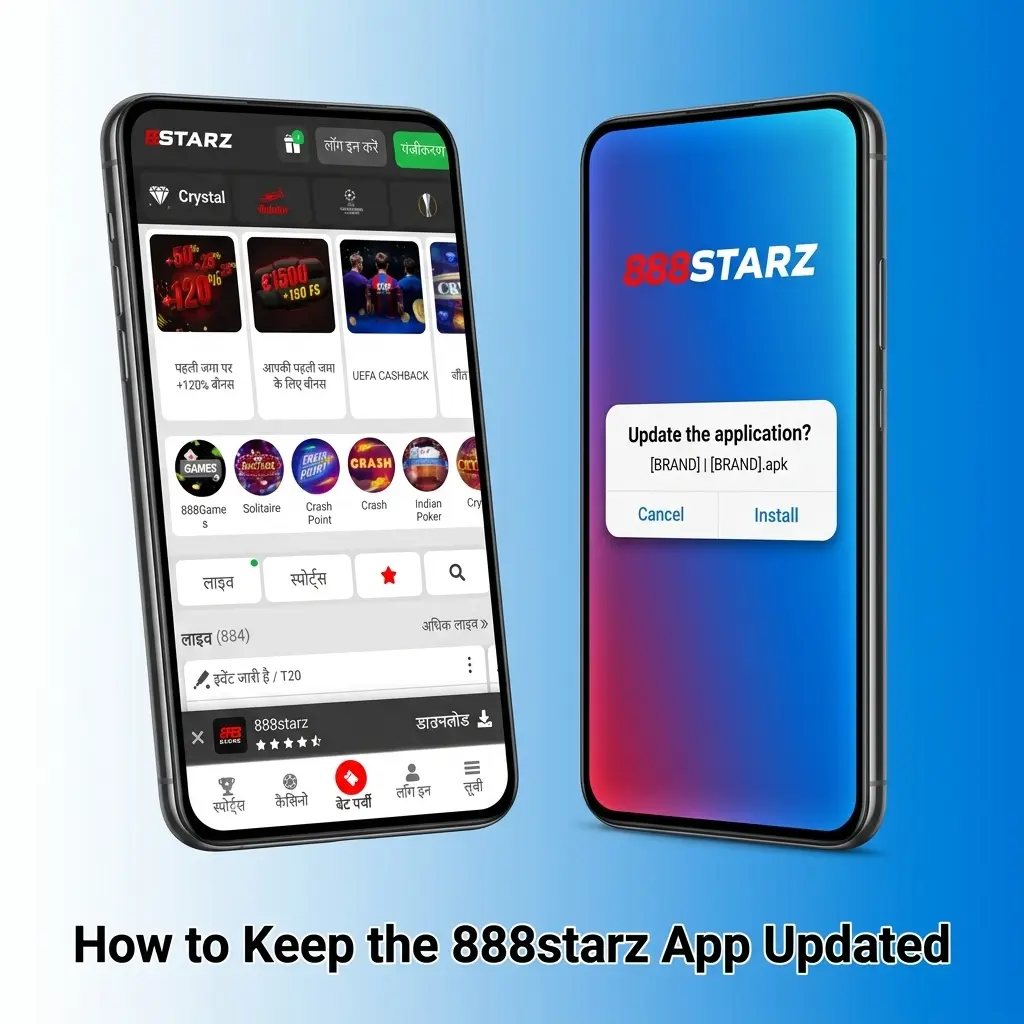888starz app update guide showing Android APK download and iOS App Store update steps for latest version