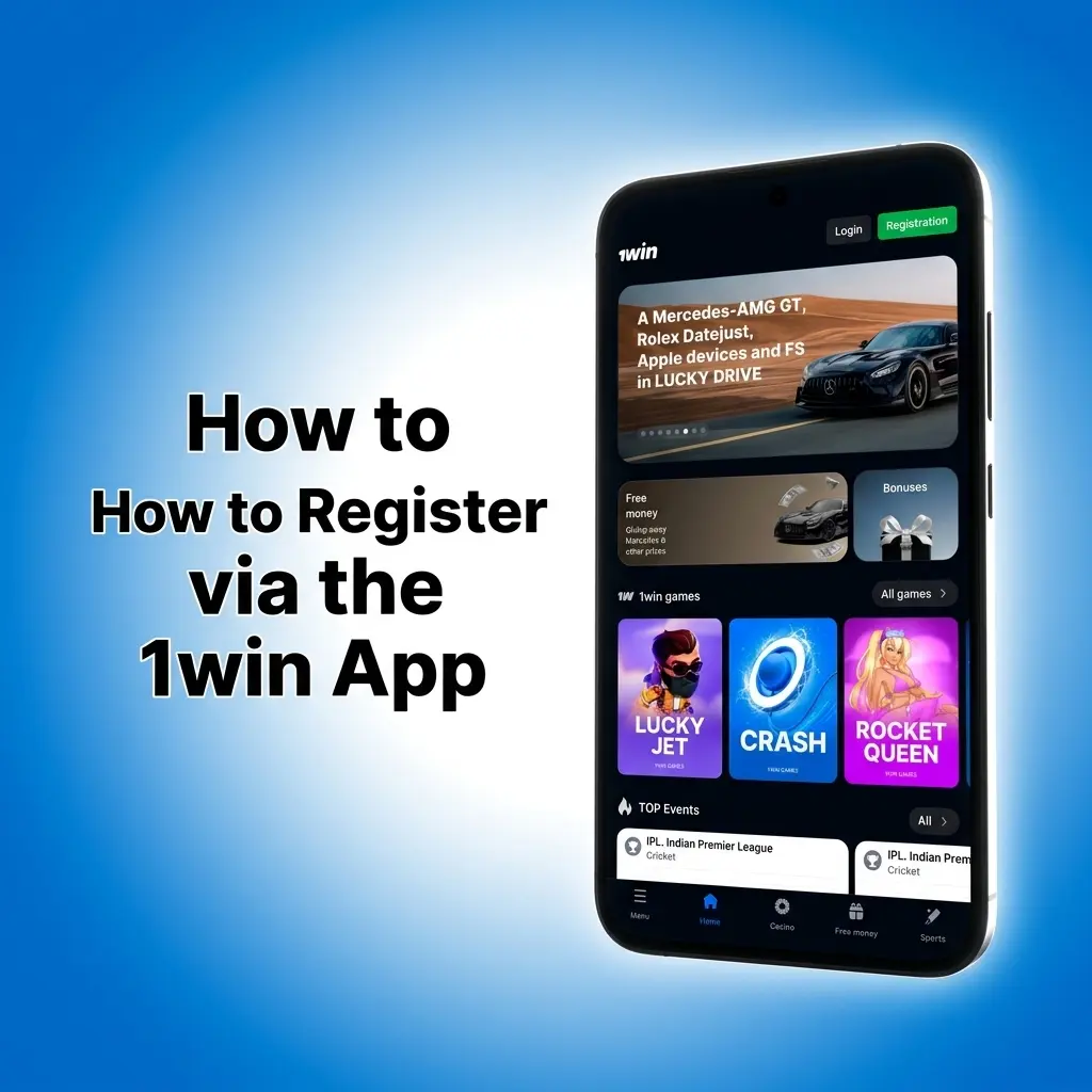 1win app registration screen showing sign-up steps with bonus activation and INR currency selection for Indian users