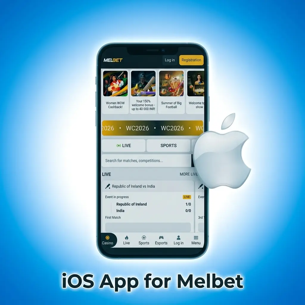 Melbet iOS app download screen on iPhone showing Apple App Store installation for Indian users