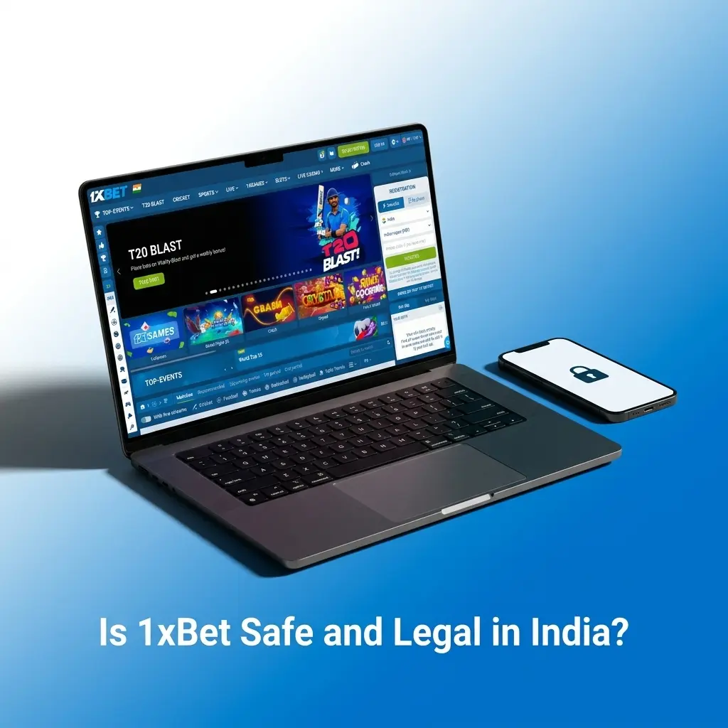 1xBet safety and legality in India showing Curaçao licence, SSL encryption, KYC verification, and responsible gaming tools