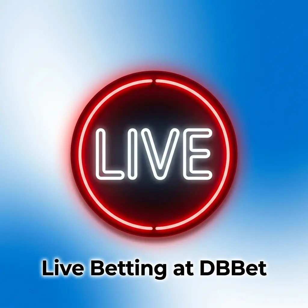 Live betting interface at DBBet showing in-play cricket and football markets with dynamic odds and live match tracker