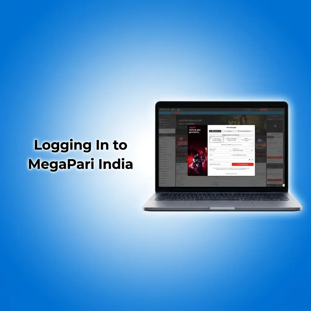 MegaPari India login screen showing email and password fields with SSL encryption and 2FA security options