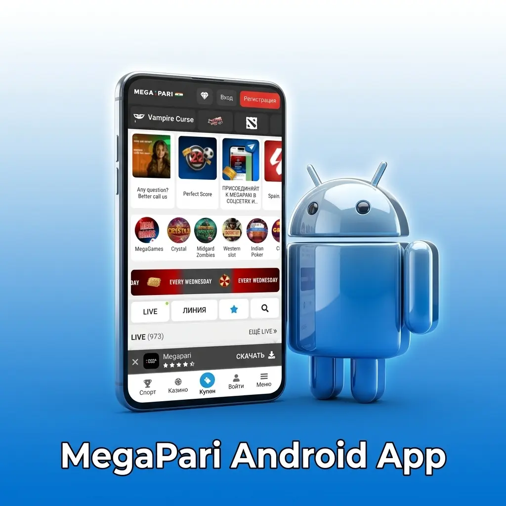 MegaPari Android APK download page for betting app compatible with Android 5.0 and higher devices in India