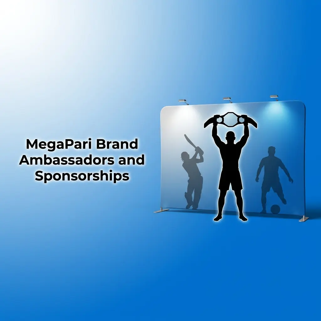 MegaPari brand ambassadors and cricket sponsorships targeting Indian sports market including T20 and kabaddi partnerships