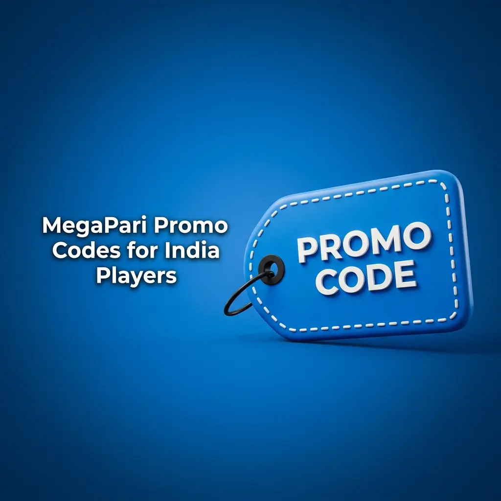 MegaPari promo codes for India players showing MPBONUS and MEGASPORT codes with registration steps and bonus details
