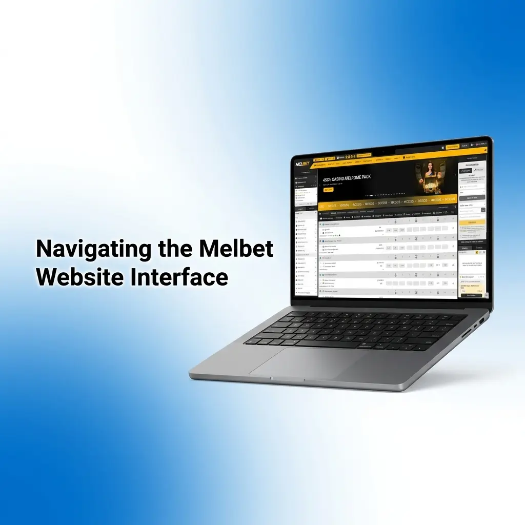 Melbet website interface showing top navigation bar with Sports, Live, Casino tabs, left sidebar, and central match odds panel