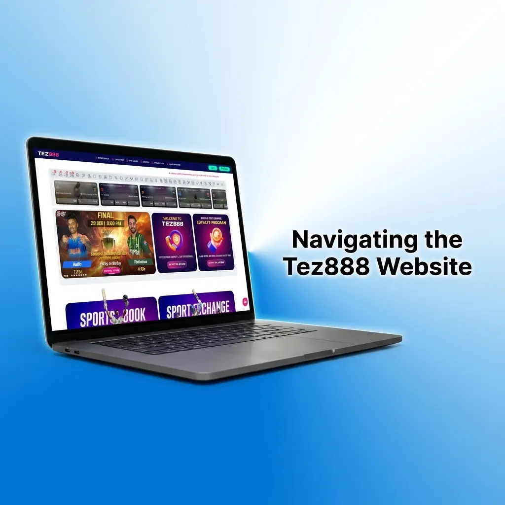 Tez888 website navigation bar showing Sports, Live Betting, eSports, Promotions and account dashboard menu options