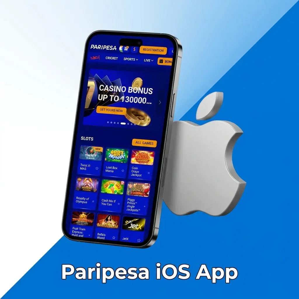 Paripesa iOS app interface showing sports betting and casino features for iPhone and iPad users with iOS 11.0 or higher