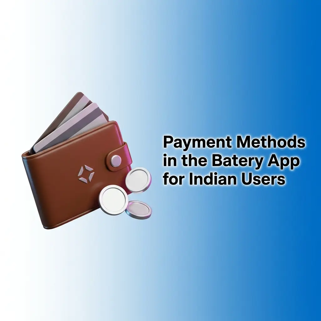 Batery app payment methods in India showing UPI, PhonePe, Paytm, crypto options for deposits and withdrawals