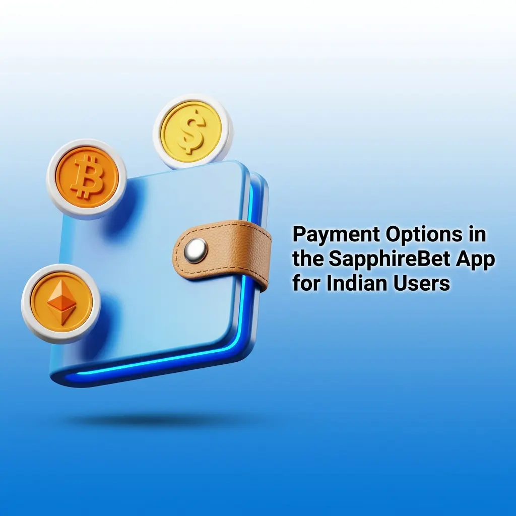 SapphireBet app payment options for Indian users showing UPI, PhonePe, Paytm, crypto, and bank transfer methods