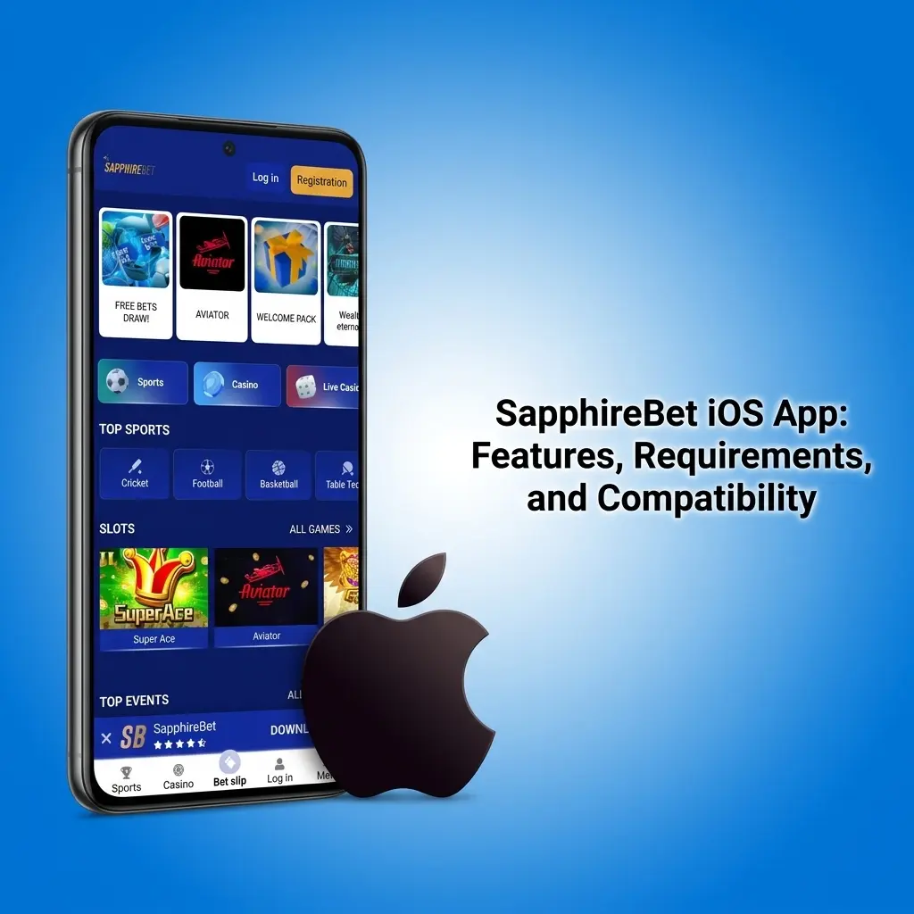 SapphireBet iOS app download interface showing compatibility requirements for Indian users on iPhone and iPad devices