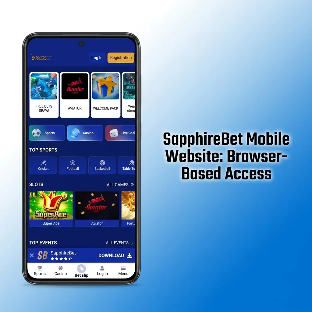 SapphireBet mobile website vs app comparison showing features, browser-based access, and betting options for Android and iOS users