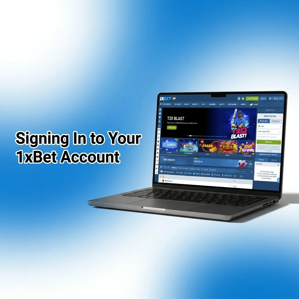 1xBet account login page showing sign-in fields for ID, email, password, and 2FA verification on desktop and mobile