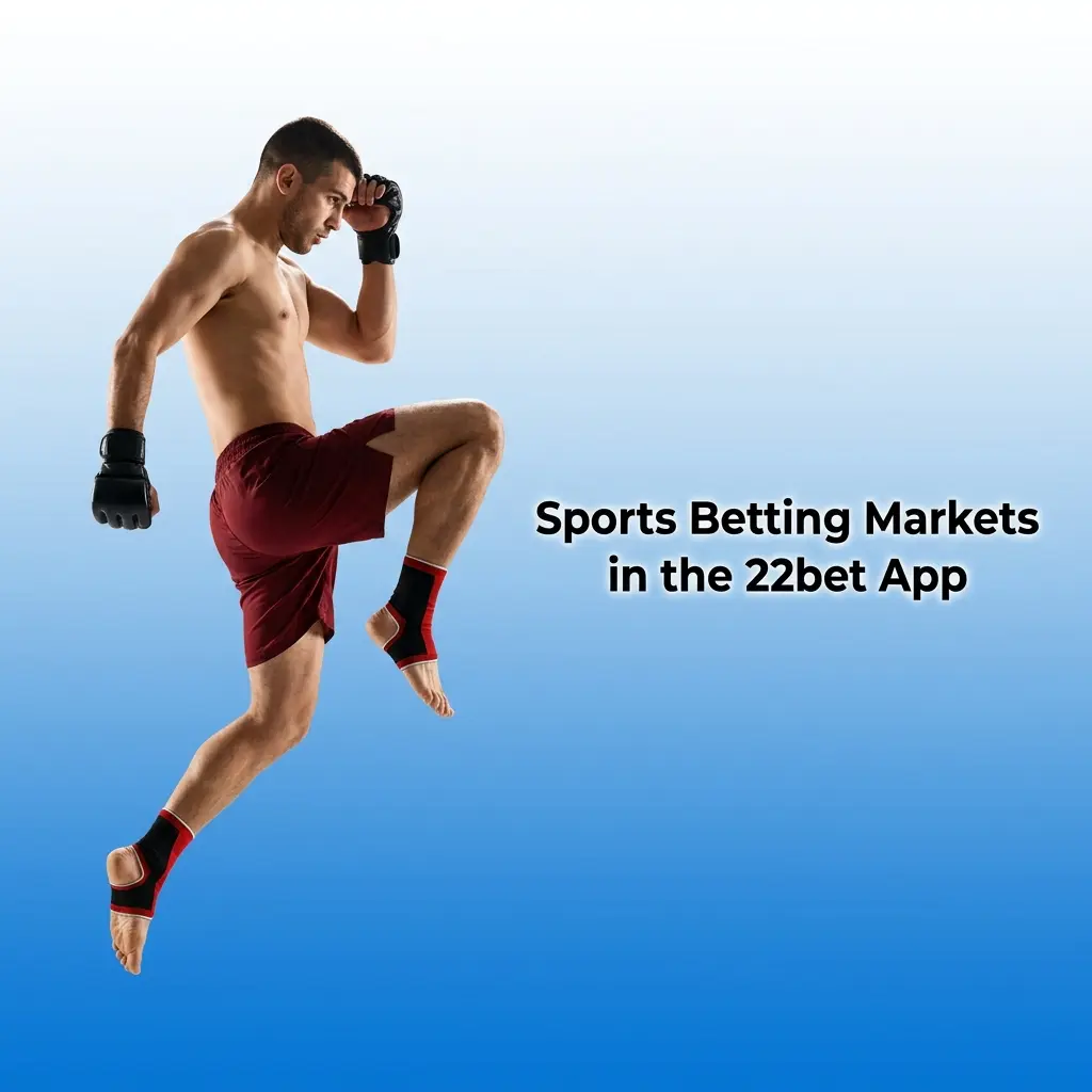 22bet app sports betting markets showing cricket, kabaddi, football and esports options for Indian users