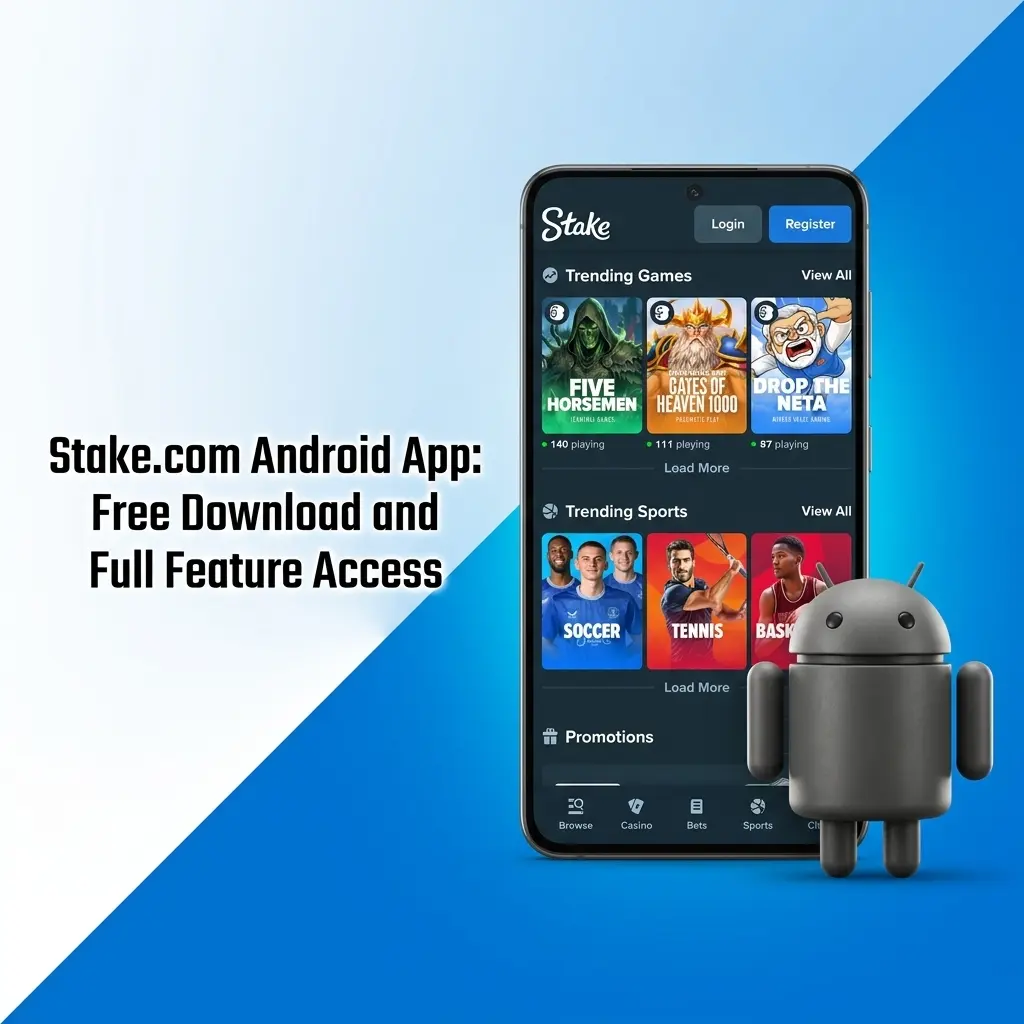 Stake.com Android app free download showing compatibility requirements and supported devices for sports betting and casino access