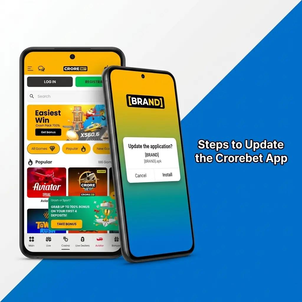 Crorebet app update steps for Android APK download and iOS App Store showing latest version installation process