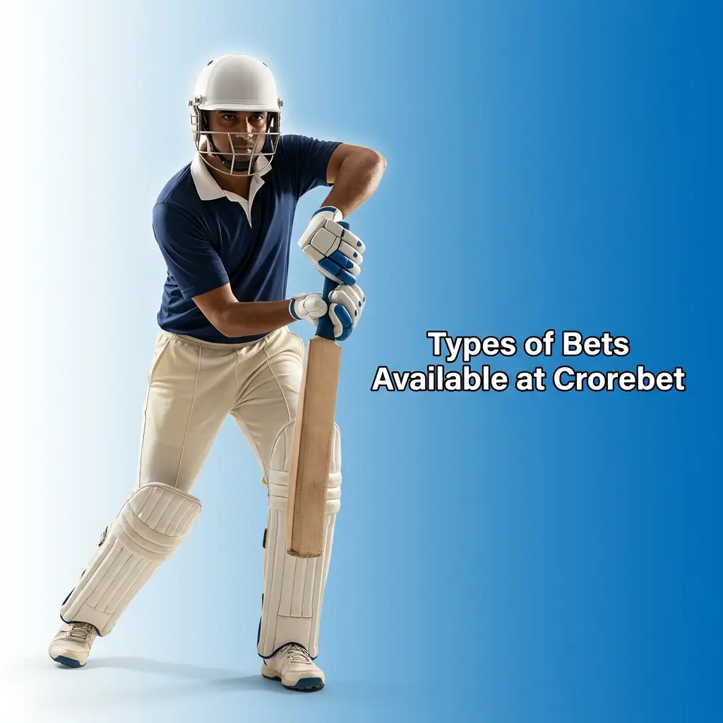 Crorebet bet types diagram showing single bets, accumulator parlays, and system bets for IPL and sports wagering