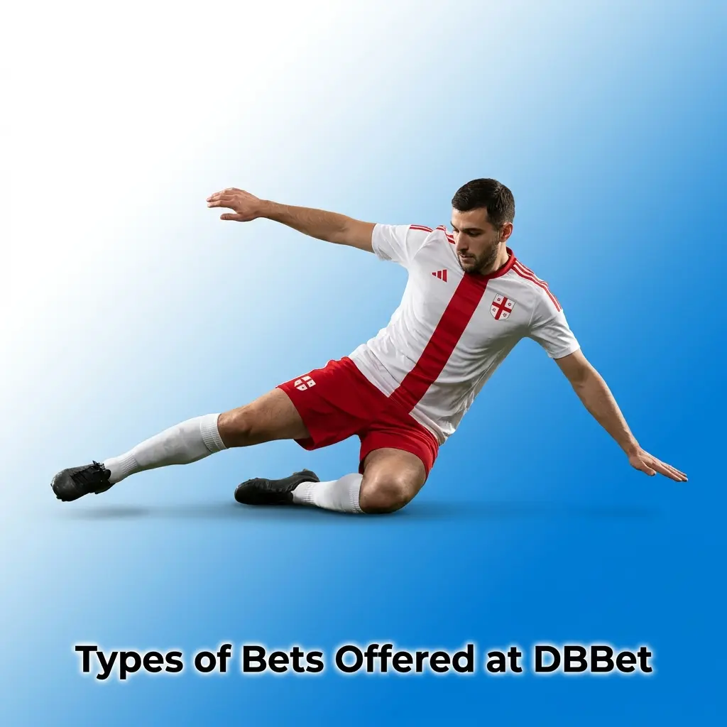 DBBet bet types: single bets, accumulators up to 20 legs, and live betting on cricket, football, tennis, eSports