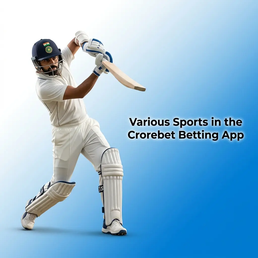 Crorebet app sports betting interface showing cricket, football, kabaddi, tennis, and 30+ disciplines with live odds