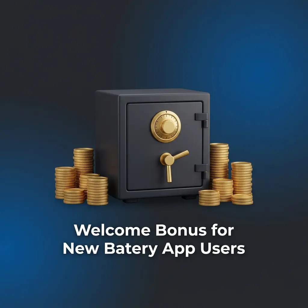 Batery app welcome bonus showing 500% deposit match up to INR 1,50,000 plus 430 free spins for new users